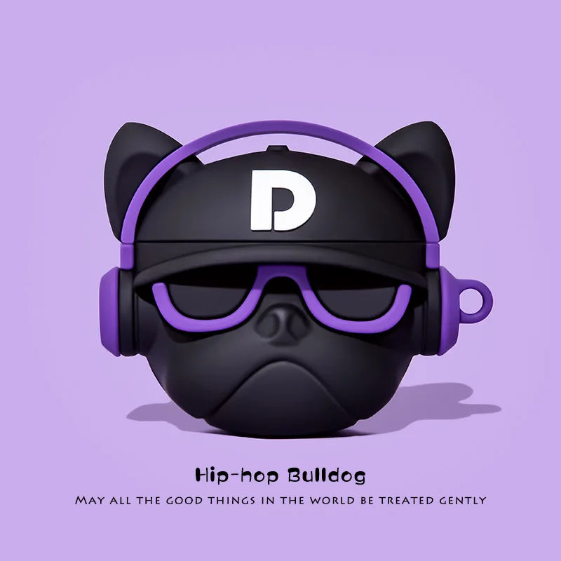 Purple Hip Hop Bulldog 3D AirPod Case Cover