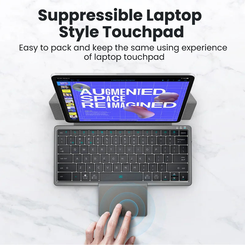 Multi-Device Compatible Foldable Bluetooth Wireless Keyboard with Touchpad